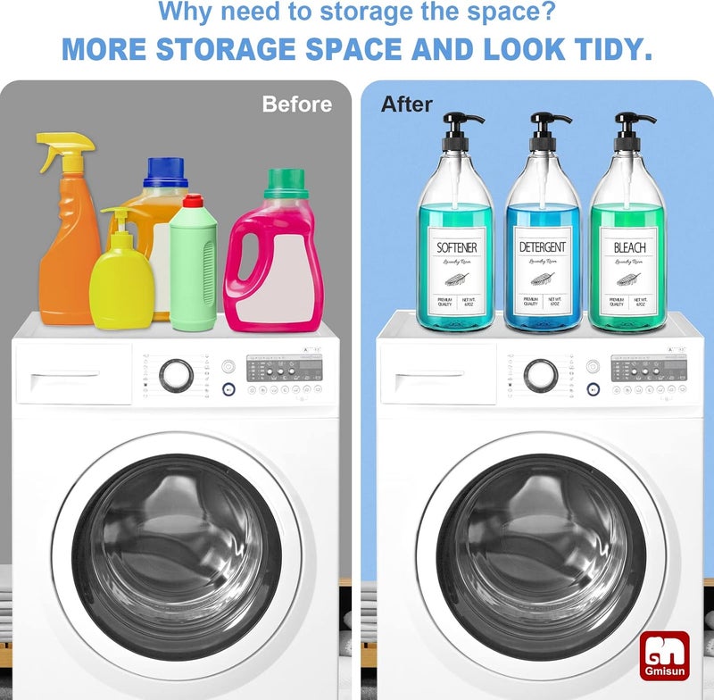 Gmisun Laundry Detergent Soap Dispenser, Liquid Laundry Detergent Dispenser, Container for Farmhouse Laundry Room Decor, Organizer for Liquid DetergentSoftenerBleach Storage Bottle(64 Oz Set of 3) - Image 5